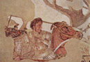 Pompeii travel - Naples - Archaeological Museum: Mosaic detail of the battle between Alexander the Great and Darius of Persia