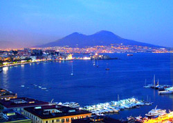 Sightseeing Naples Italy - Panoramic view of Naples and Vesuvius